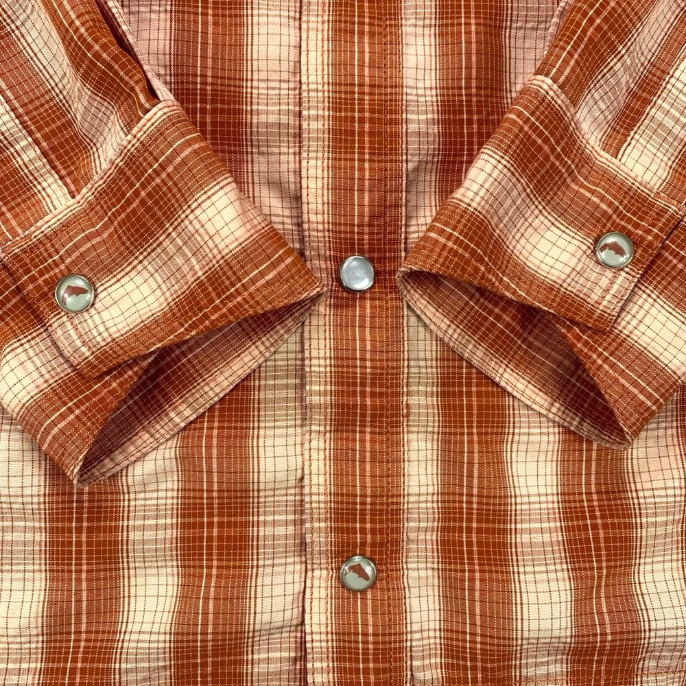 Simms Big Sky Men’s L Orange Plaid Long Sleeve Fishing Shirt Vented - Picture 2 of 9